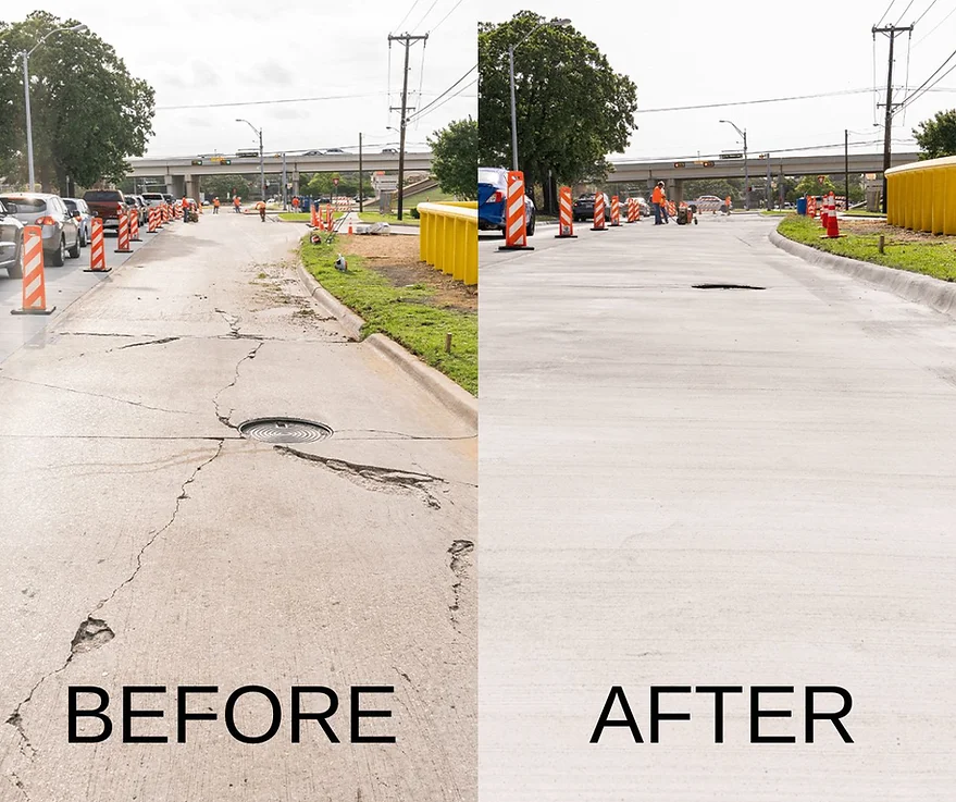 Before and after comparison of concrete restoration